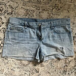 LOFT Blue Jean Shorts Distressed Cuffed Casual